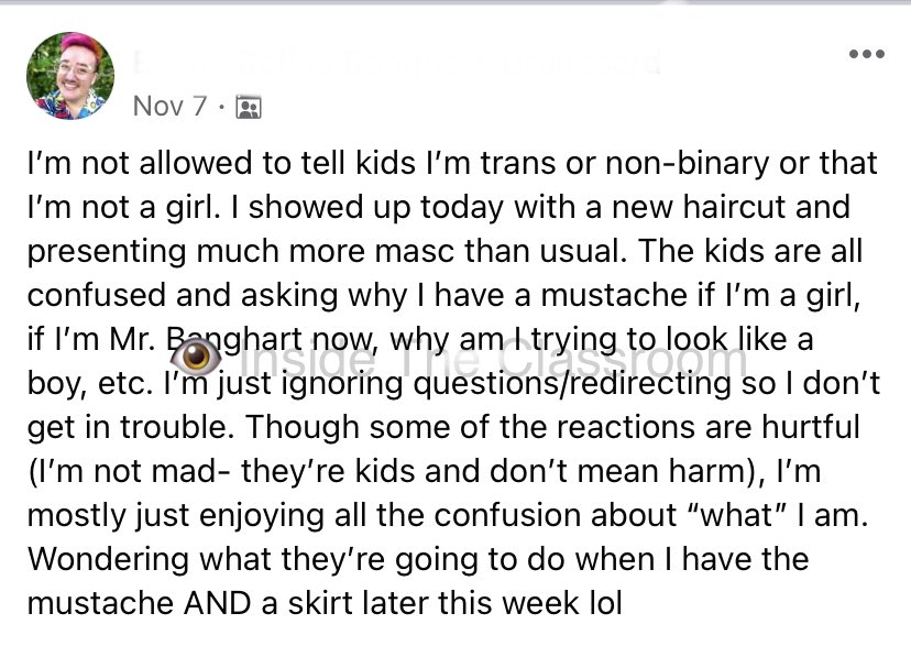 EITC_Official's tweet photo. This teacher claims that she enjoys causing  her students to be confused about her gender identity. https://t.co/SQNZEtazGs