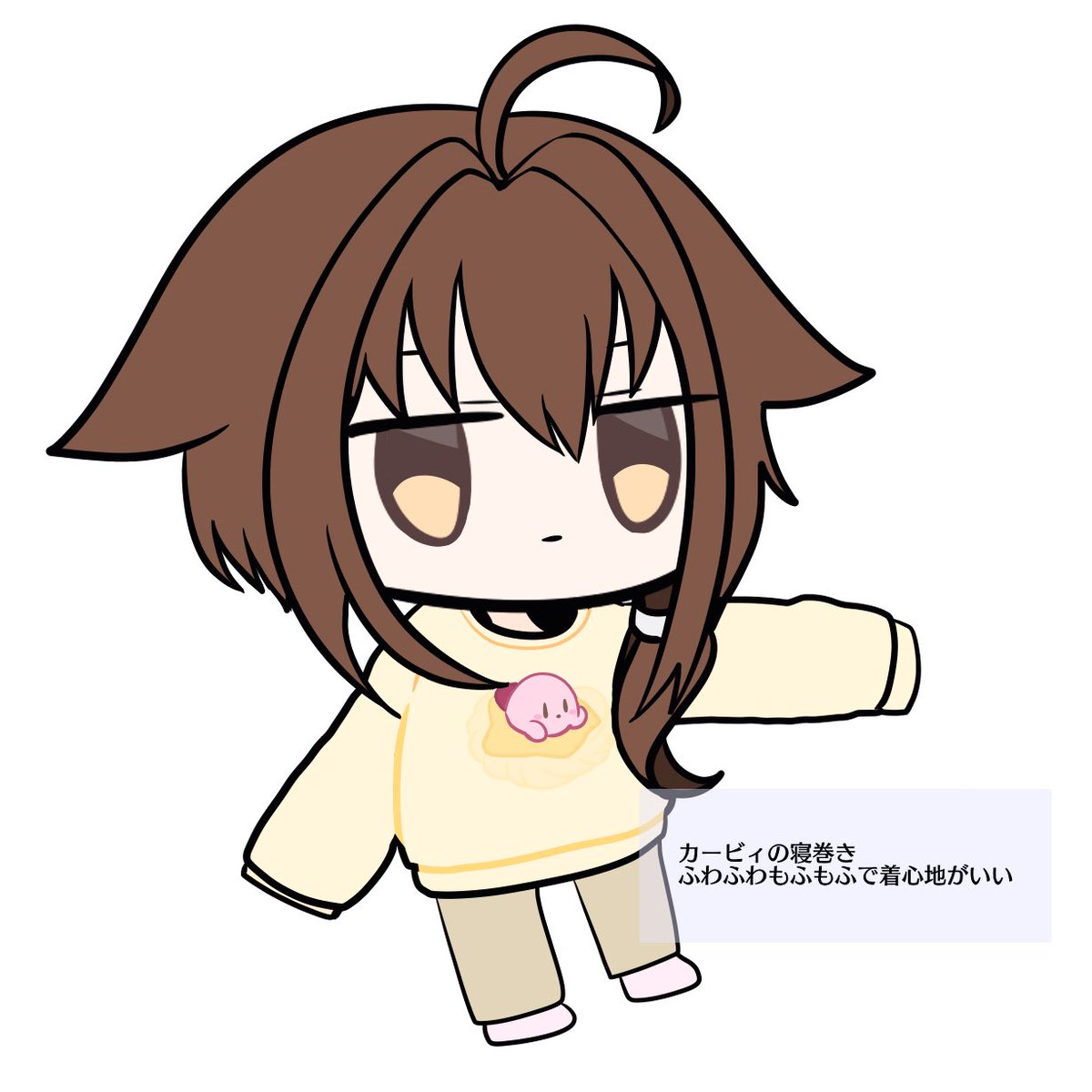 1girl solo brown hair chibi ahoge white background long sleeves  illustration images