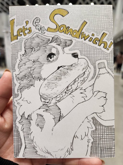 暇で描いたサンドウィッチ🥪🐶 