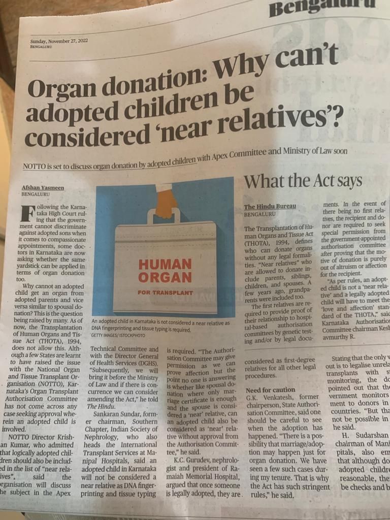 Sundar Sankaran (@sundar_s1955) on Twitter photo Afsan <a href="/AfshanYasmeen/">Afshan Yasmeen</a>
from the <a href="/the_hindu/">The Hindu</a>
news paper discusses this important legal aspect in organ donation
Thanks Afshan for talking to us Nephrologists <a href="/GurudevDr/">Dr. Gurudev Konana professor nephrology Ramaiah</a>
<a href="/drvivekkute/">vivek kute</a>
<a href="/sonalasthana/">Sonal Asthana, MD</a>
<a href="/somusp9/">Somashekhar SP</a>
thehindu.com/news/national/… Afsan <a href="/AfshanYasmeen/">Afshan Yasmeen</a>
from the <a href="/the_hindu/">The Hindu</a>
news paper discusses this important legal aspect in organ donation
Thanks Afshan for talking to us Nephrologists <a href="/GurudevDr/">Dr. Gurudev Konana professor nephrology Ramaiah</a>
<a href="/drvivekkute/">vivek kute</a>
<a href="/sonalasthana/">Sonal Asthana, MD</a>
<a href="/somusp9/">Somashekhar SP</a>
thehindu.com/news/national/…