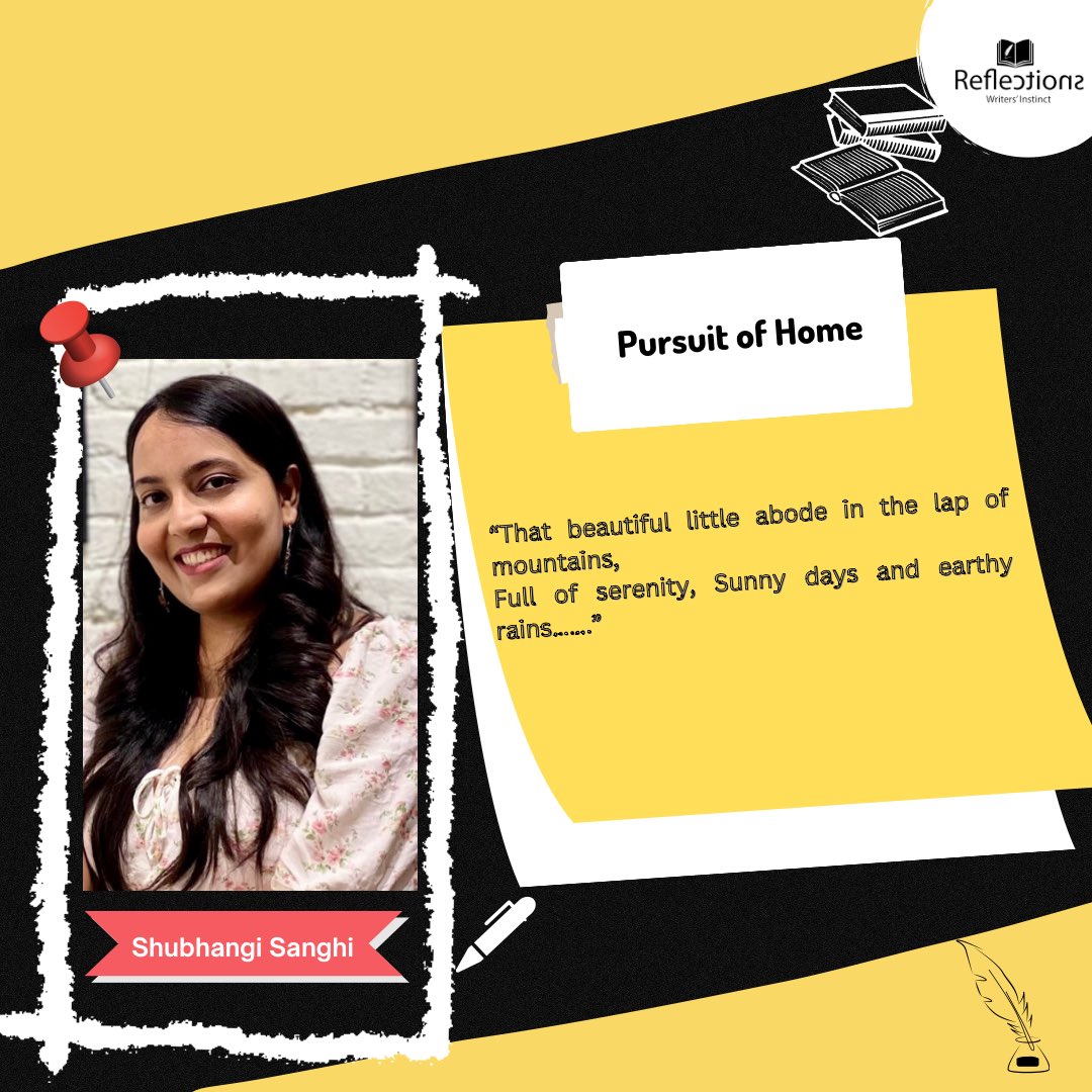 ReflectionsScit's tweet photo. "When you find yourself, is when youโll truly be home!"
- Shubhangi Sanghi
Pursuit Of Home - ๐ ๐
by Shubhangi Sanghi
To read, โ
check the link below
https://t.co/C2scOqkfzu
#LetTheWordsReflect #TeamReflection #home #childhood #college #citylife #ambition #life #happiness https://t.co/nBHXsqLycv