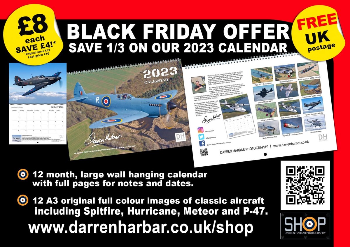 Last few days at this Black Friday ⚫️ deal price with free P&P! darrenharbar.co.uk/shop #darrenharbar #darrenharbarphotography #2023calendar #aviationphotography