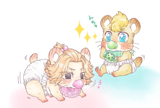 ばぶハムちゃん初たっちチャレンジなマイと応援するみっち 