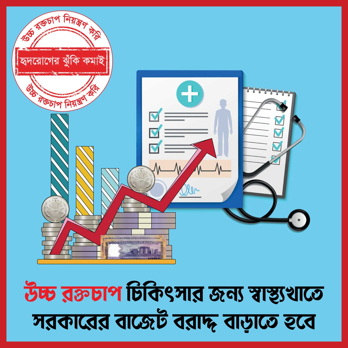 One in every 5 adults suffers from hypertension in Bangladesh, which is very alarming. 

Govt. budget for health sector needs to be increased to play an effective role in fulfilling various health policies, plans and commitments to control HTN.

#Hypertension_Control_Bangladesh