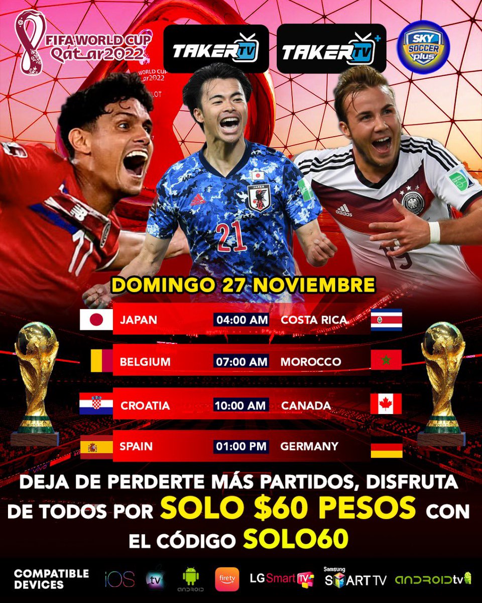 Disfruta del 100% de los partidos del mundial con esta súper promo! Contrata en takerapp.com