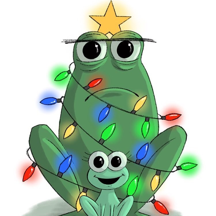From a personal project. Sunny and Kork are ready for that Christmas feeling! #childrensbookillustration #frogs #holiday instagr.am/p/Clc6PZxMrn5/