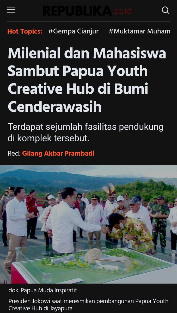 Kehadiran PYCH mrpkan sebuah kemajuan yang luar biasa krn fasilitas tsb dpt dimanfaatkan oleh anak muda untuk mengembangkan diri dan menjadi motor pengembangan SDM di Papua #PapuaYouthCreativeHub republika.co.id/berita/rlt6zj4…