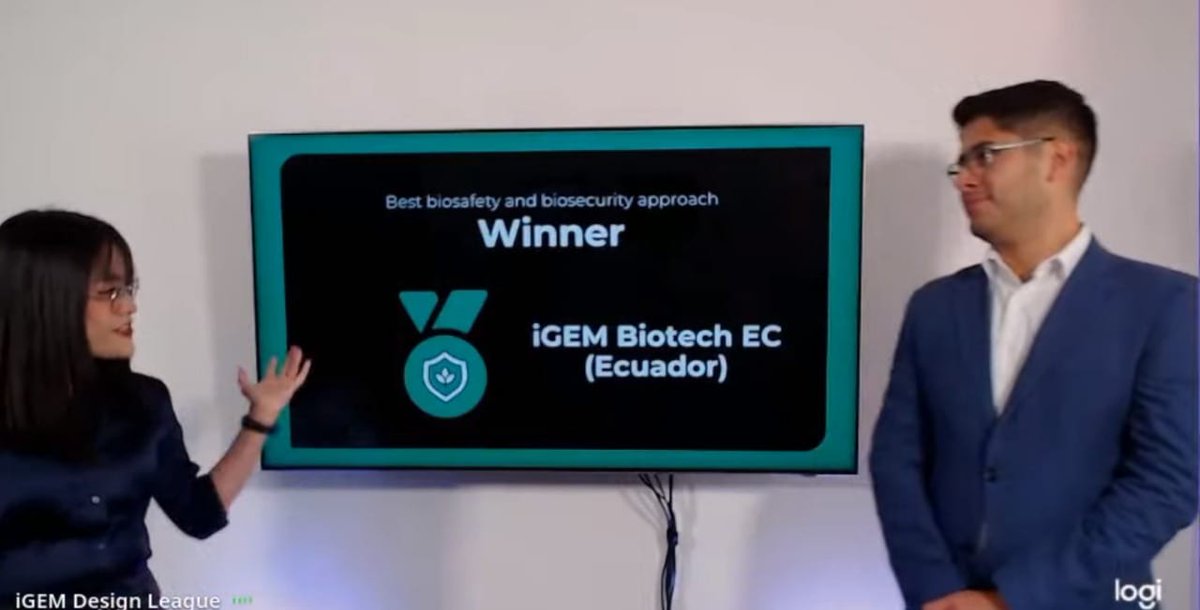 ElFer73's tweet photo. iGEM BiotechEC en @iGEMdesign 2022 fue el equipo más premiado, medalla de oro y terceros de toda la competencia. Gran trabajo de cada miembro de nuestro equipo, @FranciscoFcubo y la guía constante de los instructores Yadira Fernanda y @alejovigno @UniYachayTech @igemecuador https://t.co/wqujls79RO