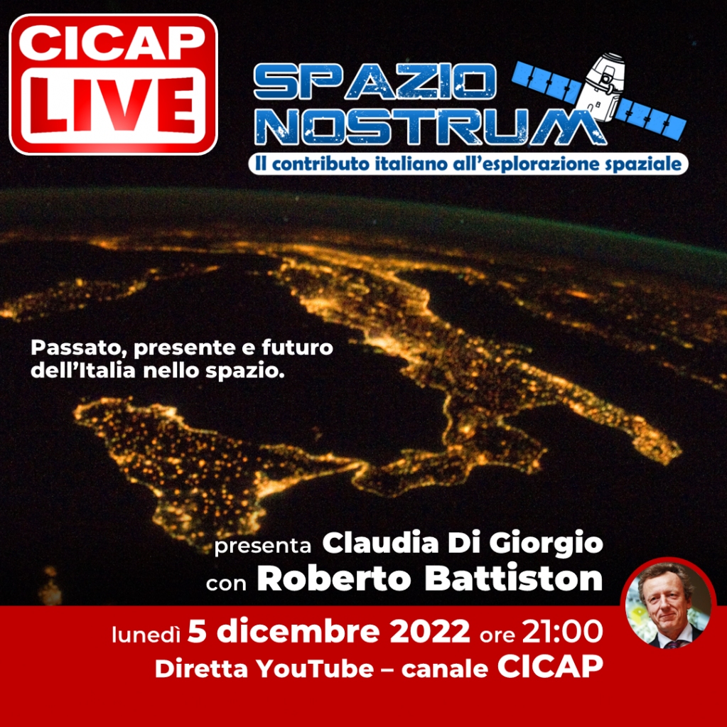 Quale ruolo ha avuto l'Italia nell'attività aerospaziale e quali sono le prospettive per il futuro? Con Roberto Battiston @Rb_Bat , modera Claudia Di Giorgio. Vi aspettiamo lunedì 5 dicembre alle ore 21, in diretta sul canale YouTube del CICAP, al link: bit.ly/DirettaCICAP