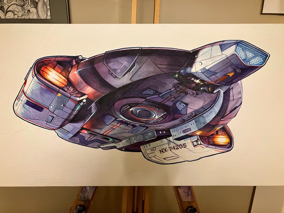 RetrospectStud1's tweet photo. Spent a few more hours on my USS Defiant painting today… loving how it’s coming together and excited about where it’s going! ❤️🖖

https://t.co/YgeCR58RhG

#StarTrek #StarTrekFanart #FANART #scifi #StarTrekDS9 #ArtistOnTwitter #painting #acrylic https://t.co/ZtAlqZln8r