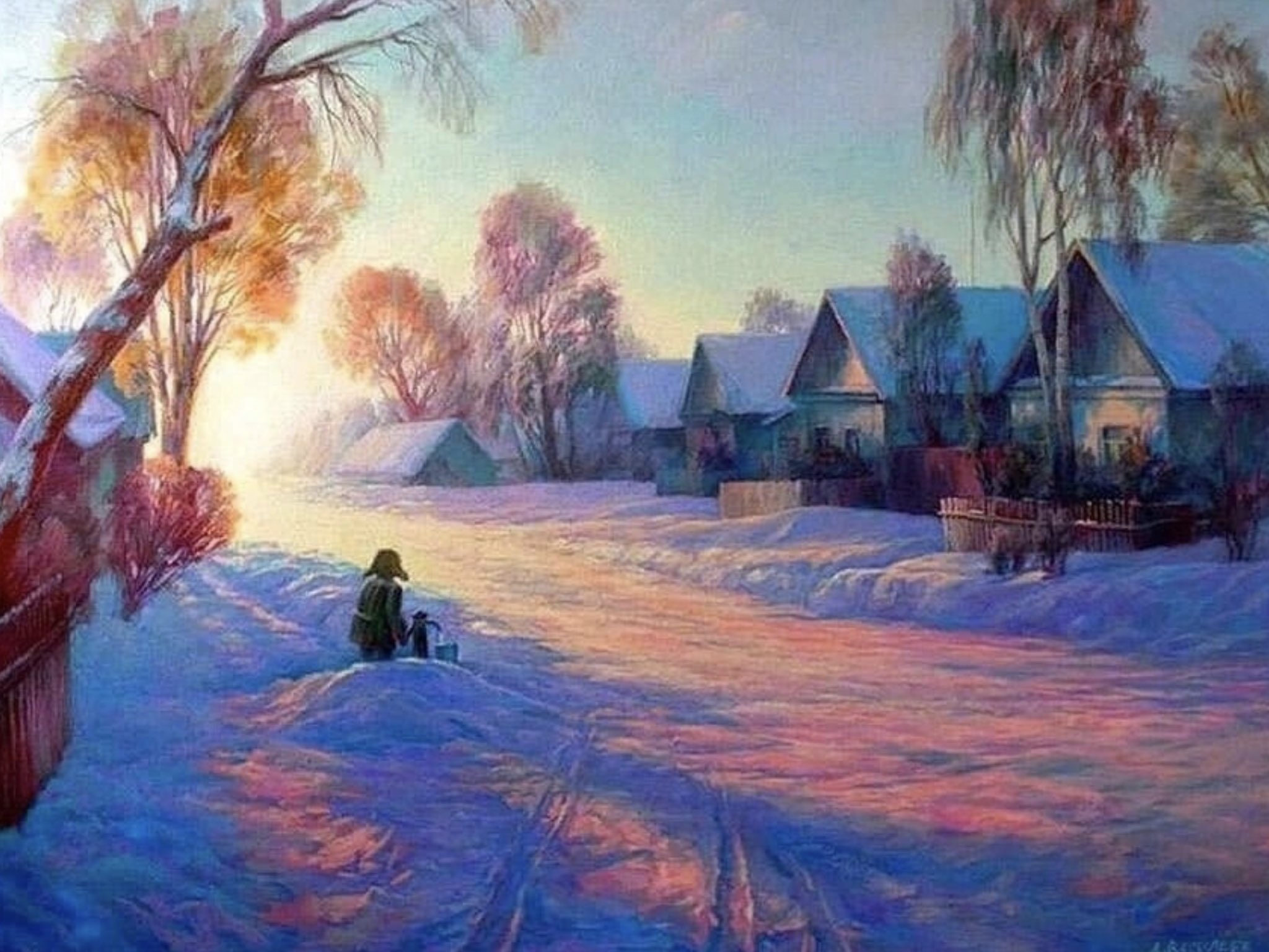 Зимние деревенские пейзажи