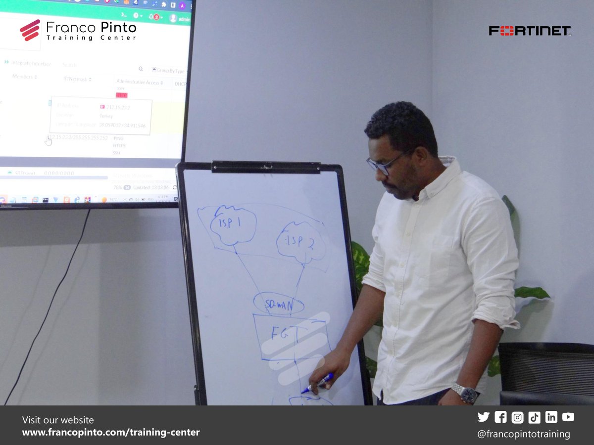 PintoTraining's tweet photo. The Franco Pinto Training Center held a FortiGate course for a group of corporate engineers, 
presented by Engineer Ashraf Osman.

أقام مركز فرانكو بينتو للتدريب دورة FortiGate لمجموعة من مهندسين شركات، 
تقديم المهندس أشرف عثمان.

#fortigate https://t.co/y1OIoifLqu