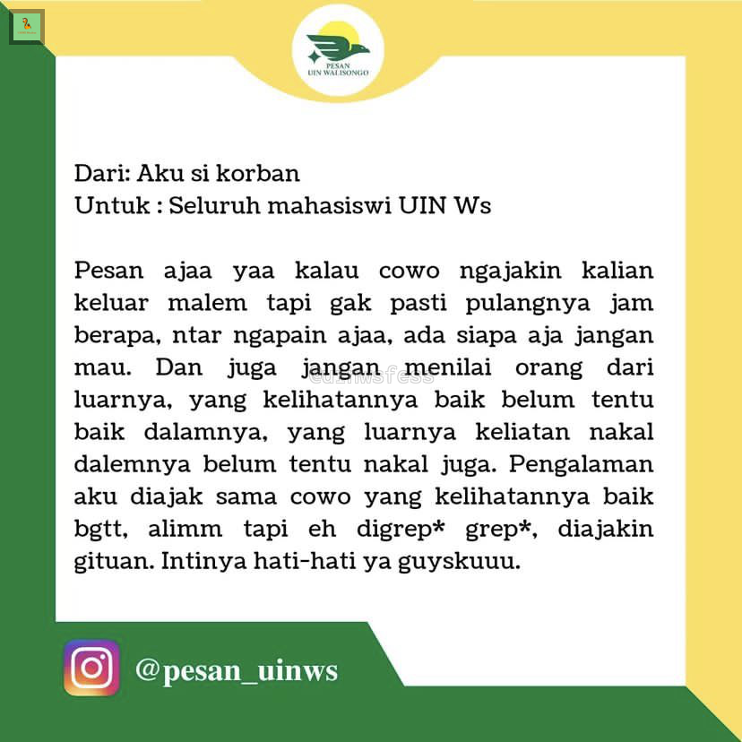uinwsfess's tweet photo. Ati2 yo mbak ws! https://t.co/jVUOfUQ7V9