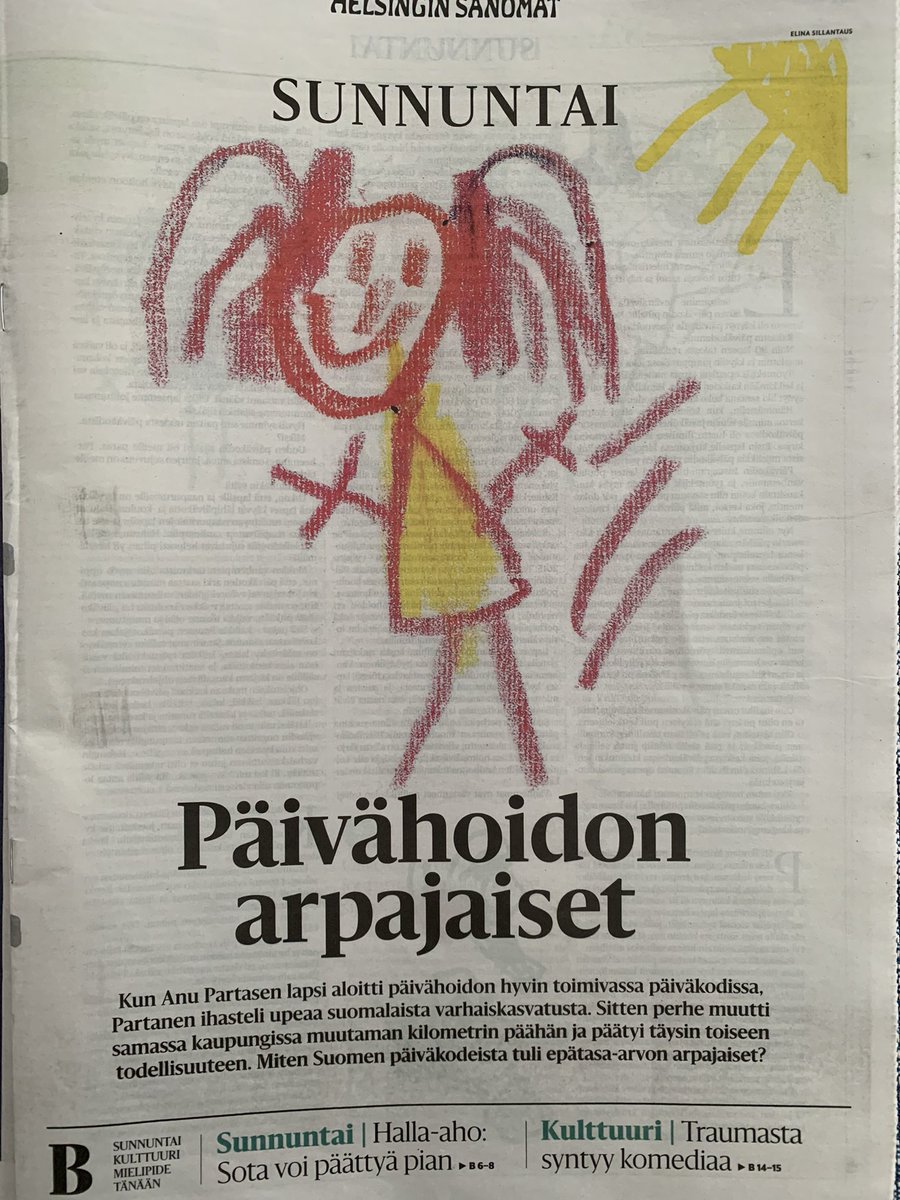 Tämä juttu nyt ei mainittavasti parantanut ensimmäistä lasta odottavien sunnuntaita, enkä syytä mainiota kirjoittajaa <a href="/anupartanen/">Anu Partanen</a> 

Eihän <a href="/filsdeproust/">juhana vartiainen</a> ja Nazima Razmyar tämä ole se mitä <a href="/HelsinkiOppii/">Helsinki Oppii</a> tarjoaa? 😳

Mikä pätevyystaso päiväkodeissa tarvitaan, <a href="/okmfi/">Opetus- ja kulttuuriministeriö</a> <a href="/VOLiitto/">Varhaiskasvatuksen Opettajien Liitto</a> ?