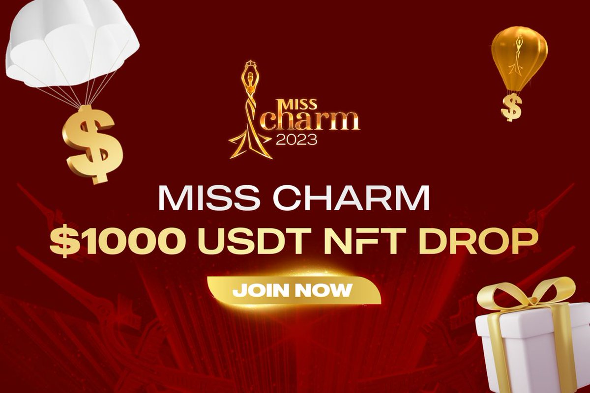📤 MISS CHARM $1000 USDT AIRDROP 🔥

Join now: gleam.io/WixG5/miss-cha…

📆 Nov 27 - Dec 26, 2022 (UTC)
📢 Winner Announcement: Jan 1st, 2023 (UTC)

10 Miss Charm Genesis NFT 🔥

#MISSCHARM #BeautyQueen #Airdrop #Giveaway #NFTCommunity
#Vietnam #HostCountry #BeautyPageant