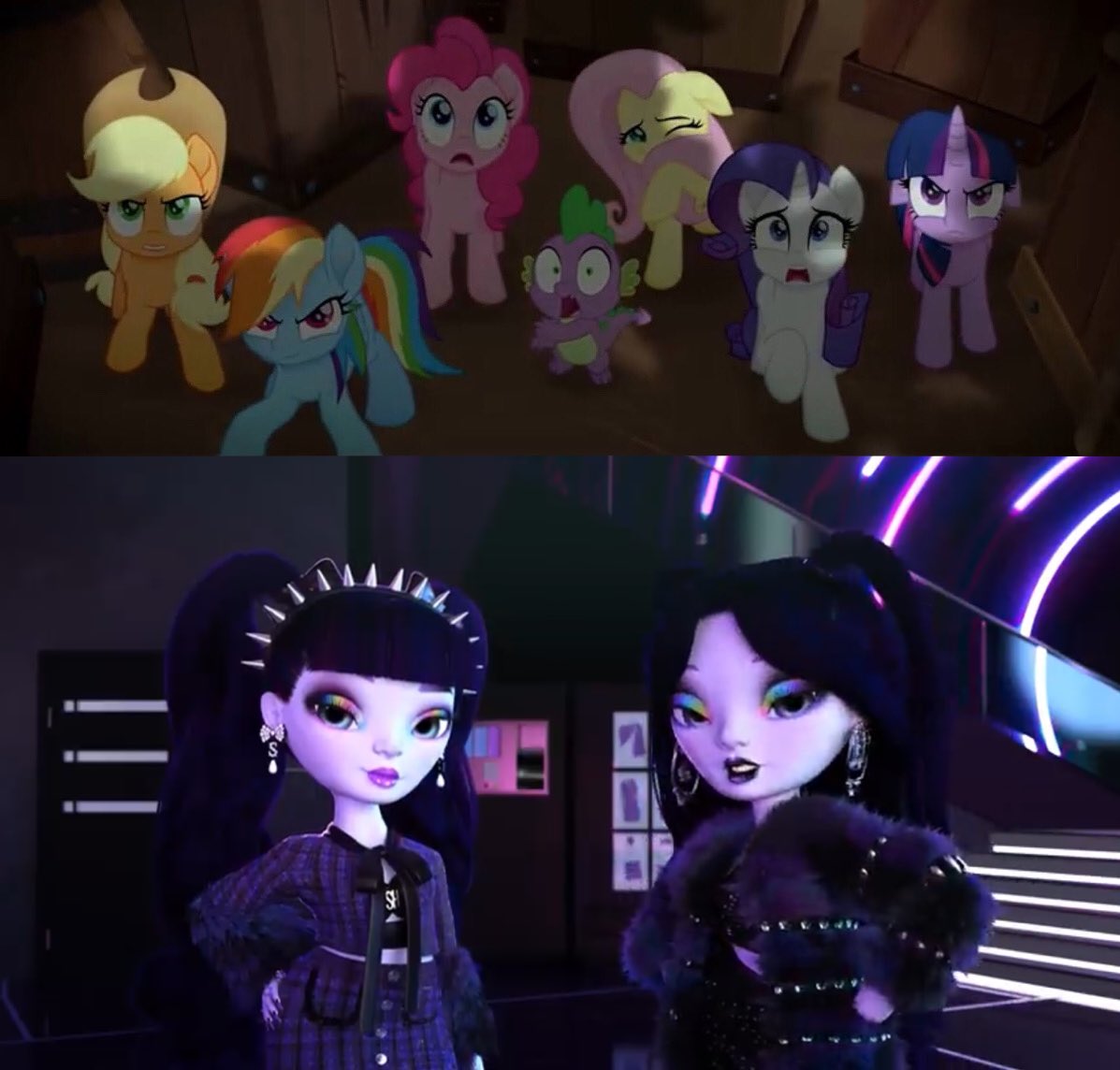 aaliyah_rosado's tweet photo. Mane Six vs the Storm Sisters!
#rainbowhigh #shadowhigh #mylittlepony #crossover #mylittleponythemovie #rainbowhighshadowhigh #NaomiStorm #VeronicaStorm #RainbowDash #TwilightSparkle #PinkiePie #RarityMLP #ApplejackMLP #Fluttershy #SpikeMLP https://t.co/fbOsQFIWwe