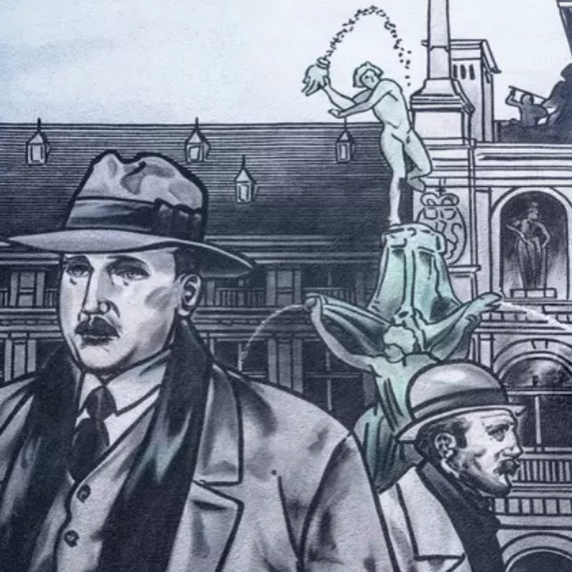 ehcantwerp's tweet photo. We ❤️ street art! Since 2008, we have proudly housed one of #Antwerp's comic book murals, based on Dick #Matena's graphic novel version of the novella 'Kaas' (Cheese) by Willem #Elsschot. Yesterday, this mural was extended to cover almost our entire façade. Come have a look! https://t.co/QrgFZfgOw4