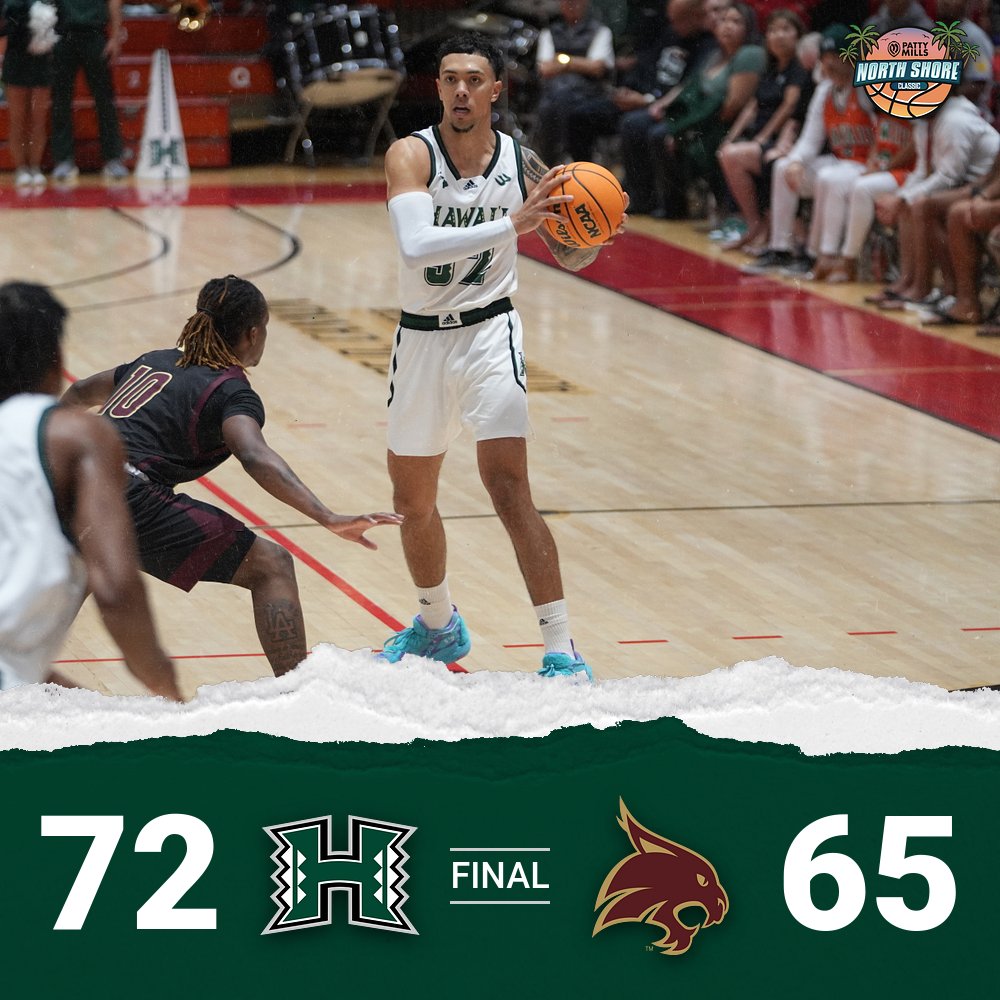 'Bows outlast Bobcats for the North Shore Classic title! UH off to its best start (5-1) since 2015! #ManaOhana #GoBows 🌈