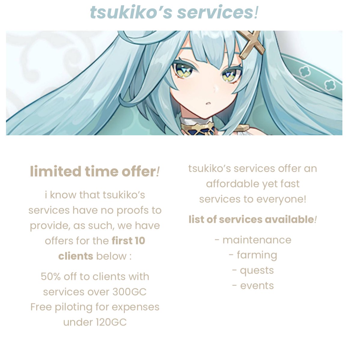 tsukiko | genshin pilot service📌 (open) (@tsukikoservices) / Posts / X