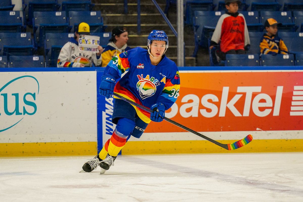 BladesHockey's tweet photo. A night to remember.

Three 🍎's in @WHL game 150. Congratulations Trevor! https://t.co/ye1XilpgC3