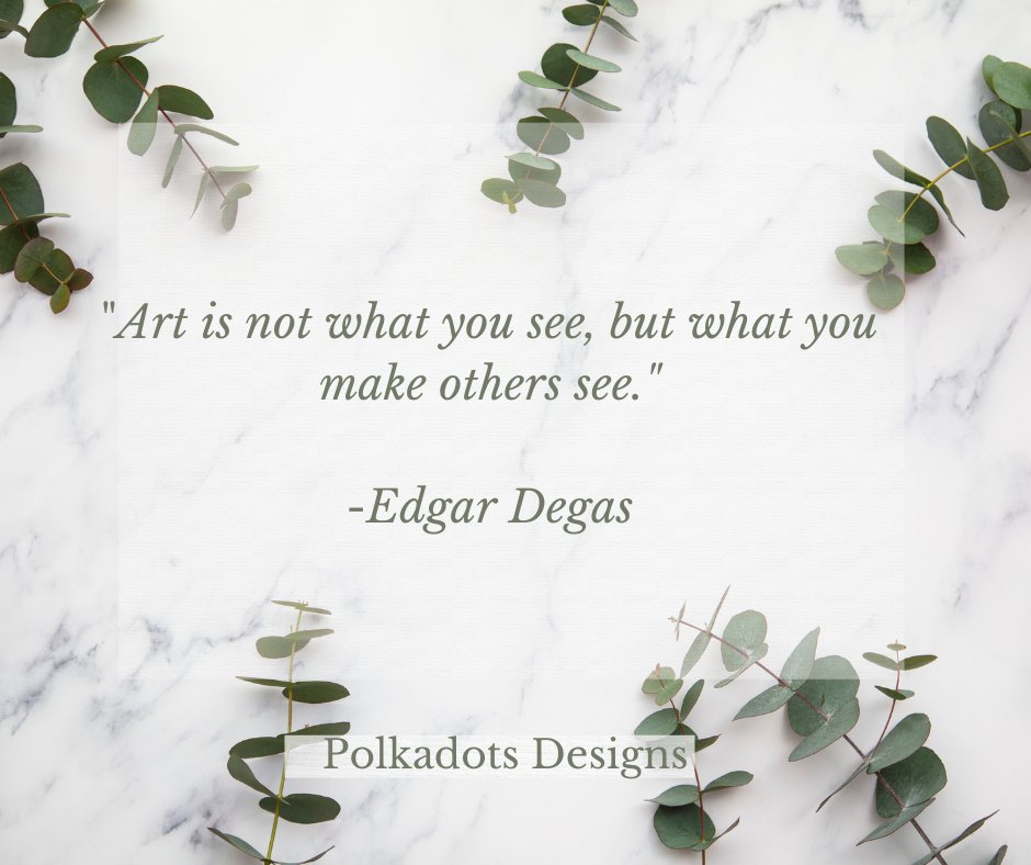 'Art is not what you see, but what you make others see.'  -Edgar Degas
.
etsy.com/uk/shop/Polkad…
.
#artquotes #artistquotes #quotesfromtheheart #quotesart #smartquotes #artquotes🎨 #artstudio #art #quotes #artist #design #lovequotes #famousart