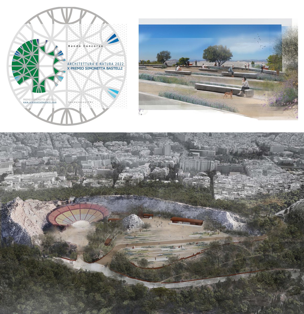 ThanasisPolyz's tweet photo. Mention (2nd Place) at THE  X SIMONETTA BASTELLI INTERNATIONAL PRIZE _Professional Category  in Rome, for the project 
‘emerging landscapes’  -  Redesign of the surrounding space and support buildings of the Lycabettus theatre
@topio7architects https://t.co/6MLKiW5xO8