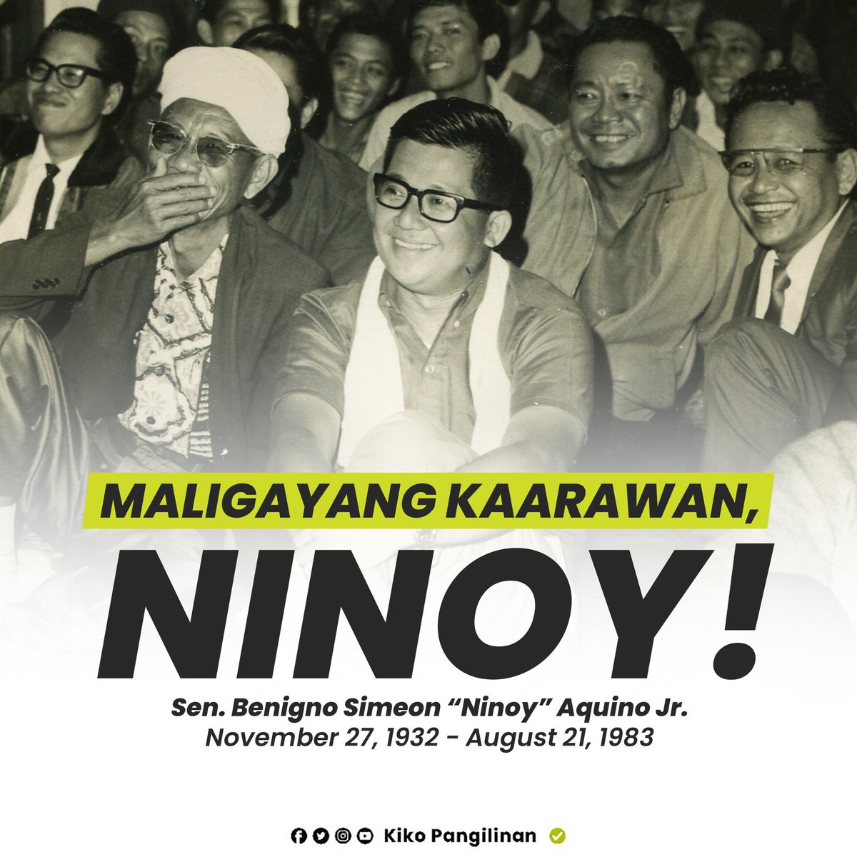 kikopangilinan's tweet photo. Today marks the 90th birth anniversary of Sen. Ninoy Aquino!

Maligayang kaarawan, Ninoy. Maraming salamat sa iyong paninindigan at pag-alay ng iyong buhay para sa katotohanan at kalayaan. https://t.co/bPlVIUuFBo