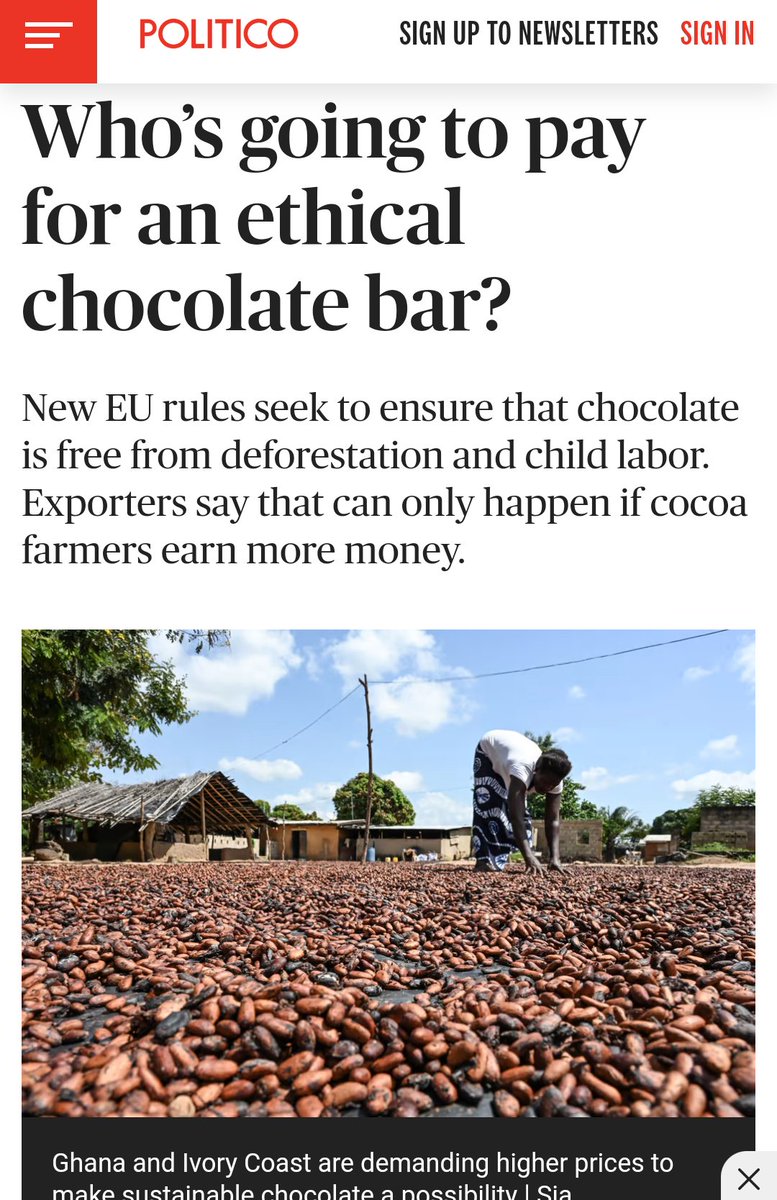 'If you don’t make sure that a farmer actually has the right set of income' ----->>> 
'then all you’re doing is pushing the responsibility for being sustainable back to the farmer'

Well said @antoniefountain @VoiceCocoa #CSDD #Cocoa #FairPricesForFarmers

politico.eu/article/ghana-…