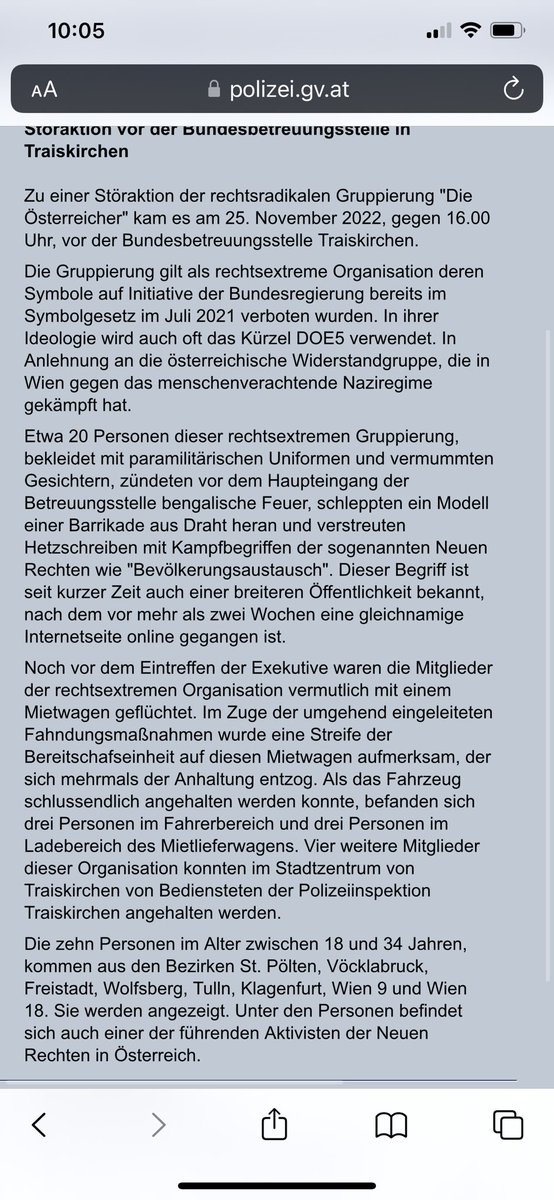 Presseaussendung der NÖ Polizei, die Rechtsextremen (Identitären) wurden kassiert, als sie in einem Mietwagen abhauen wollten.