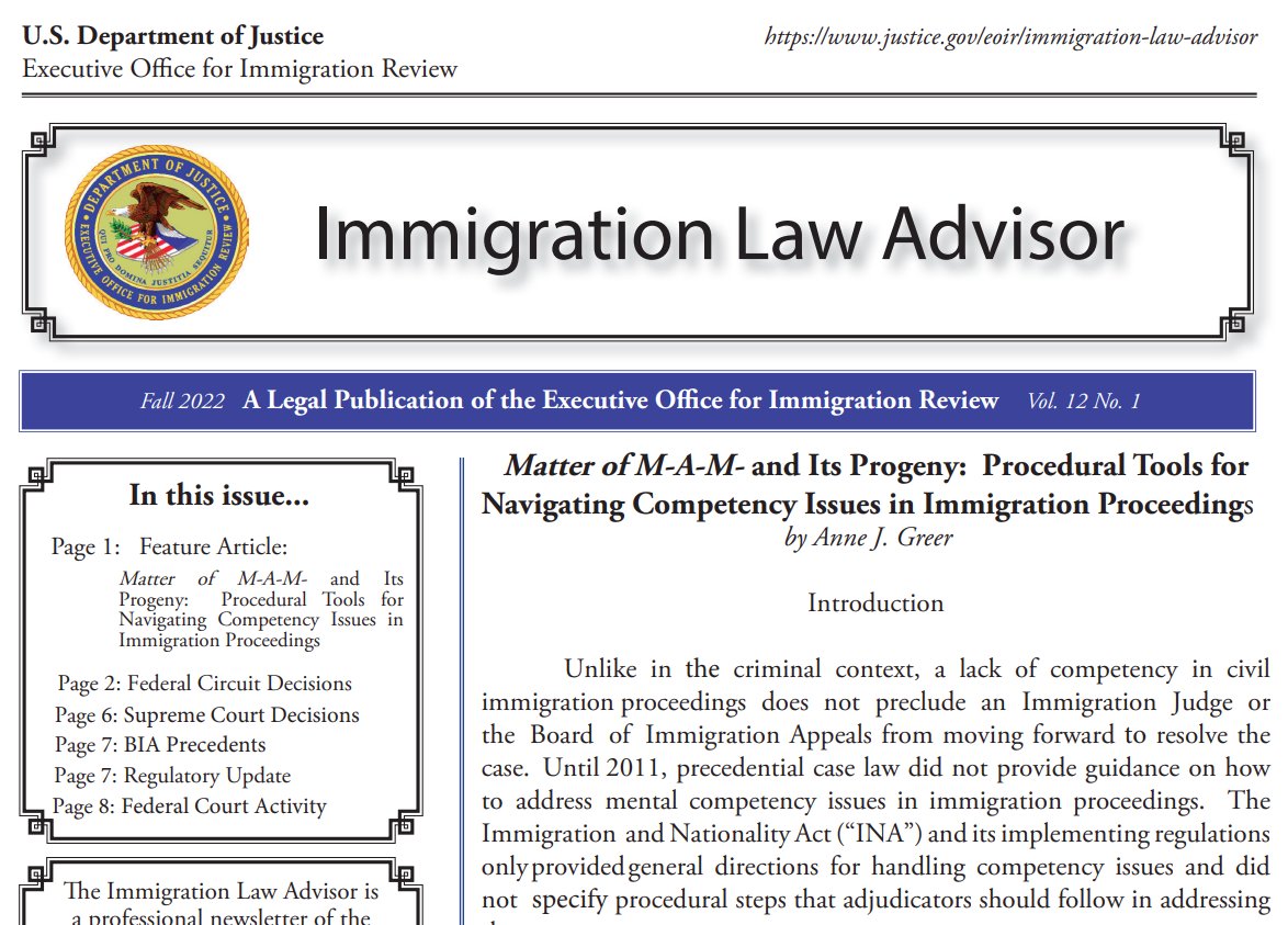 MatthewHoppock's tweet photo. Apparently the "immigration law advisor" is back. Fall 2022 edition is here: https://t.co/joj0cQEfpb https://t.co/2VSeYEs8sM