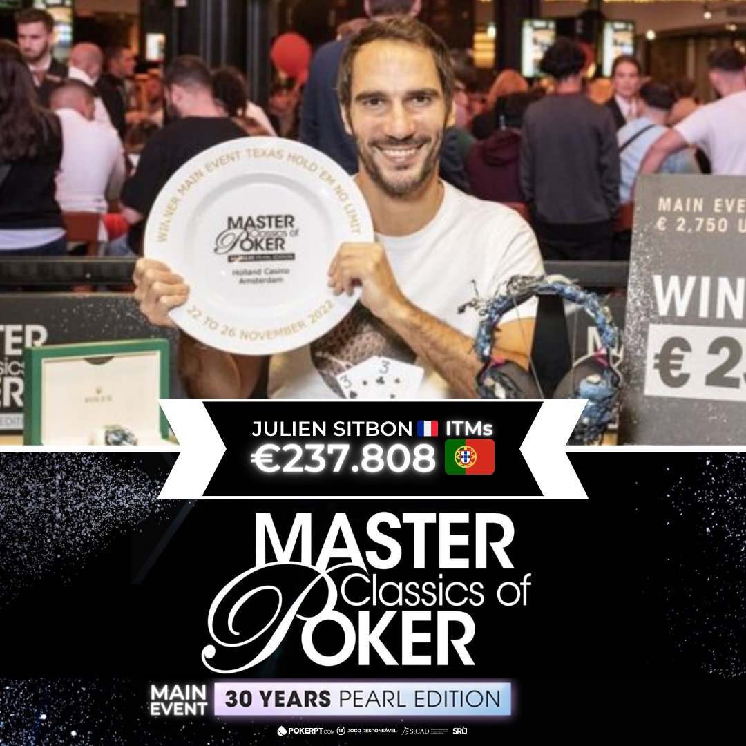 PokerPT's tweet photo. Dia final sem jogadores🇵🇹 e com Julien Sitbon a conquistar todas as fichas.
➕info➡️ https://t.co/QMxeXKX8HO
#Poker #MCOP #Campeão https://t.co/e4Cs7ETnvc