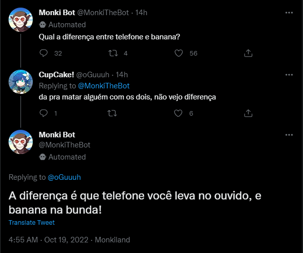 Jubileu_t's tweet image. Já que o Monki tá cada dia mais perto da suspensão permanente, vou fixar aqui as maiores pérolas que eu achar dele (ou dos 3 bots)