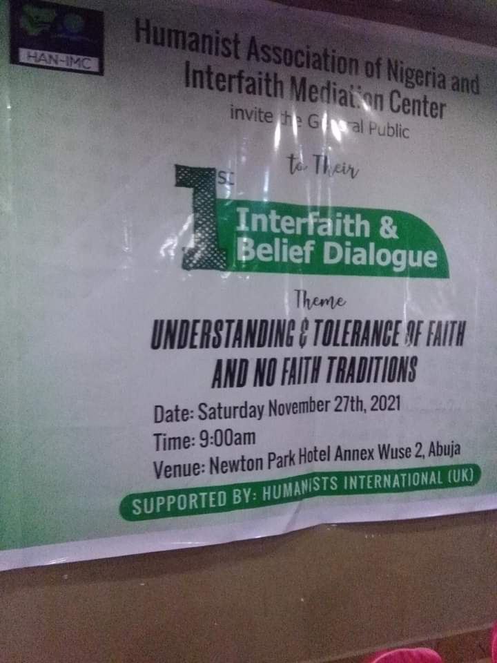 HumanistsNG's tweet photo. On this date, last year, the Humanists Association of Nigeria, with the support of @HumanistsInt, facilitated the first interfaith/belief dialogue in Abuja. It was a great success. 

Thanks to all who made it happen. https://t.co/s211QhYhHH