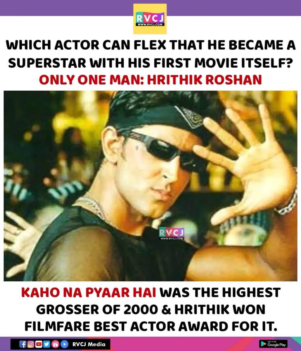 rvcjmovies's tweet image. Hrithik Roshan!
#kahonaapyaarhai #hrithikroshan #bollywood #rvcjmovies @iHrithik