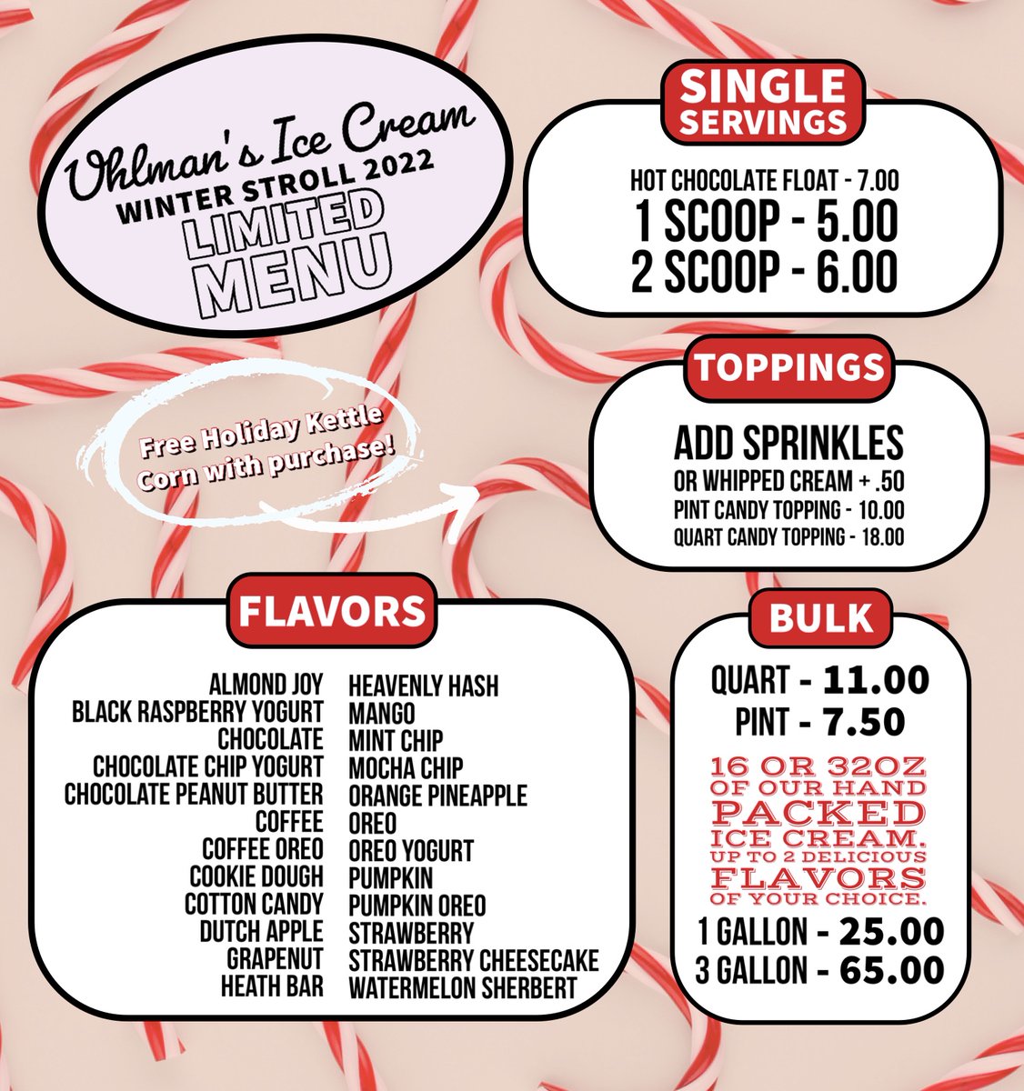 We can’t wait to have you all back for the Winter Stroll today! Window service will be available from 2-5pm today ❄️☃️