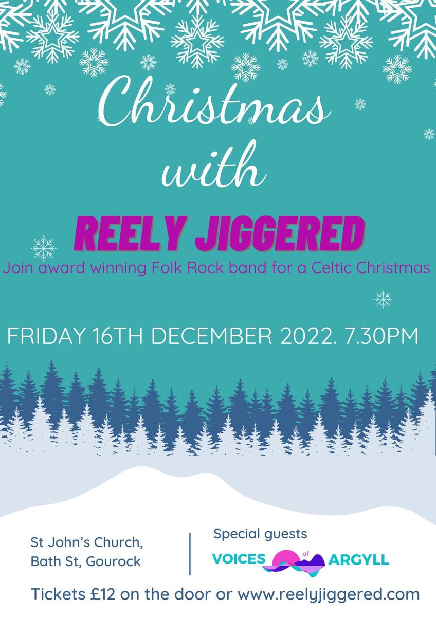 Not long til our #Christmas concert at St John’s Church, #Gourock. All your favourites with a celtic twist!
Tickets available from reelyjiggered.com/shows 
#celticchristmas #hometowngig #folkmusic