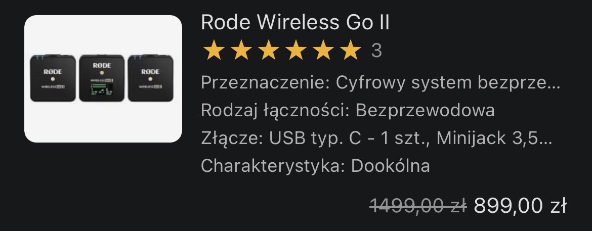 froscinsky's tweet image. Pewnie dałoby się ustrzelić za jakieś 1100-1200, ale to i tak naprawdę dobre promo, jeśli ktoś szuka mikrofonów bezprzewodowych.

#Rode #WirelessGO