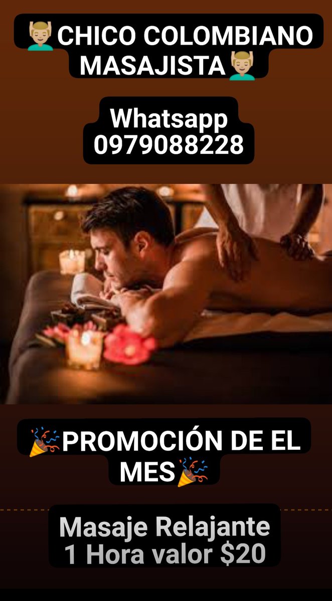 MasajistaColom1's tweet photo. 🎉 *PROMOCIÓN DE EL MES🎉 
⌚ 1 HORA DE MASAJE RELAJANTE POR $20* ⌚

💥SE REALIZA CON ACEITES RELAJANTES. 
💥PUEDE BAÑARSE EN EL DEPARTAMENTO PARA RETIRAR EL ACEITE DE EL CUERPO. 
💥CIUDADELA SEGURA PODRÁ PARQUEAR SU VEHÍCULO FRENTE AL DEPARTAMENTO. 
#MasajesRelajantes #masajes https://t.co/UzFoiVafoM