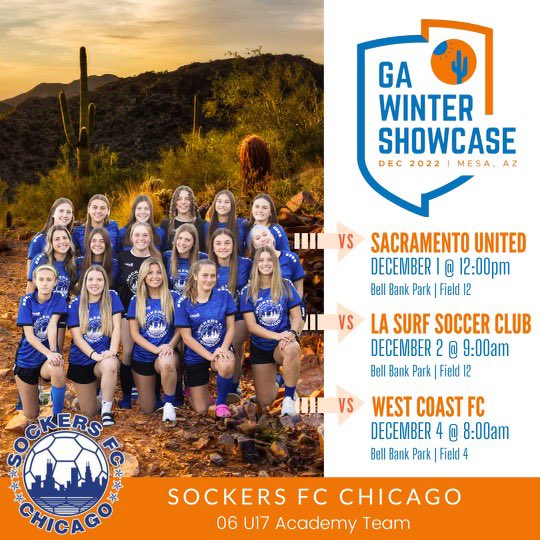 Sockers FC 2006 GA (@sockers06ga) on Twitter photo Super excited for the <a href="/GAcademyLeague/">Girls Academy</a> winter showcase! We have quality matches against <a href="/SacUtd_soccer/">Sacramento United</a> <a href="/LASurfSoccer/">LA Surf Soccer Club</a> and West Coast FC. Don’t miss these games!
<a href="/ImCollegeSoccer/">College Soccer Truth ™</a> <a href="/ImYouthSoccer/">ECNL/GA/Recruiting/College Soccer</a> <a href="/chisokrkid77/">JJ Ruane</a> Super excited for the <a href="/GAcademyLeague/">Girls Academy</a> winter showcase! We have quality matches against <a href="/SacUtd_soccer/">Sacramento United</a> <a href="/LASurfSoccer/">LA Surf Soccer Club</a> and West Coast FC. Don’t miss these games!
<a href="/ImCollegeSoccer/">College Soccer Truth ™</a> <a href="/ImYouthSoccer/">ECNL/GA/Recruiting/College Soccer</a> <a href="/chisokrkid77/">JJ Ruane</a>