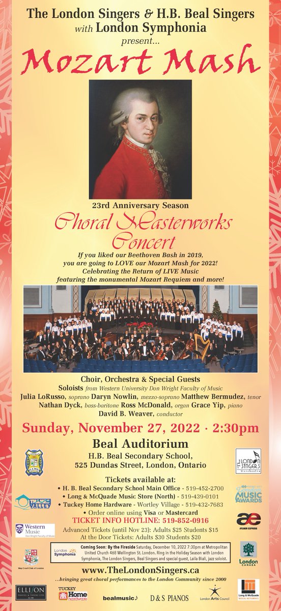 H. B. Beal Secondary (@hbbeal) on Twitter photo <a href="/HBBeal/">H. B. Beal Secondary</a> Singers and <a href="/London_Singers/">The London Singers</a> with <a href="/ldnsymphonia/">London Symphonia</a> present 'Mozart Mash,' the 23rd Anniversary Season Choral Masterworks Concert TODAY, 2:30 pm, Beal Auditorium. Featuring the monumental Mozart Requiem with guest soloists and artists. <a href="/TVDSB/">Thames Valley DSB</a> #mozart <a href="/HBBeal/">H. B. Beal Secondary</a> Singers and <a href="/London_Singers/">The London Singers</a> with <a href="/ldnsymphonia/">London Symphonia</a> present 'Mozart Mash,' the 23rd Anniversary Season Choral Masterworks Concert TODAY, 2:30 pm, Beal Auditorium. Featuring the monumental Mozart Requiem with guest soloists and artists. <a href="/TVDSB/">Thames Valley DSB</a> #mozart