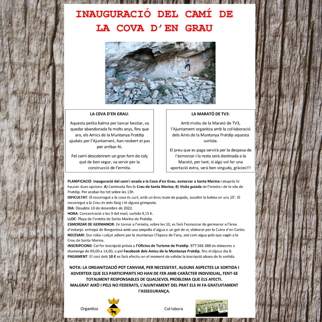 PratdipTurisme's tweet photo. ❤️“Des del cor per al cor”❤️ 
Caminada solidaria i esmorzar popular per recaptar fons per La Marató.
Dissabte dia 10 de desembre a l'Ermita de Santa Marina de Pratdip.
Inscripcions:https://t.co/LEhTMoMWed https://t.co/LSad26M7TM