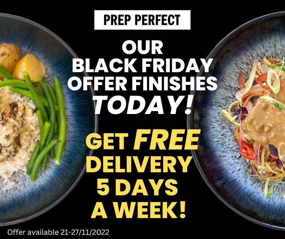 PrepPerfectUK's tweet photo. Our #blackfriday offer finished today!
That's 35% off ALL meals and ALL meal plans plus FREE delivery 5 days a week.
🍽️ Order now: https://t.co/qFxpg0pFBz
#blackfriday2022 #bf2022 #PrepPerfect #balancedmeals #freshfood #nutritious #meal #freedelivered #freshness #foodporn #tasty https://t.co/QK394q4qWr
