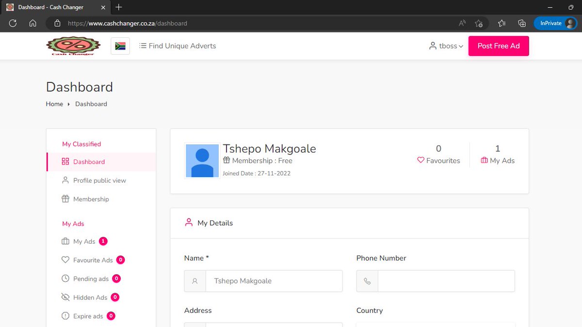 Cash_Changer's tweet image. cashchanger.co.za Cash changer. Sell almost anything here property, cars, electronics, jobs etc just to name a few. Simplest, Quickest way to sell classifieds adverts. #Sell #Buy #advertisement #properties #Sales #adverts. Check it out! Start using cash changer to sell.