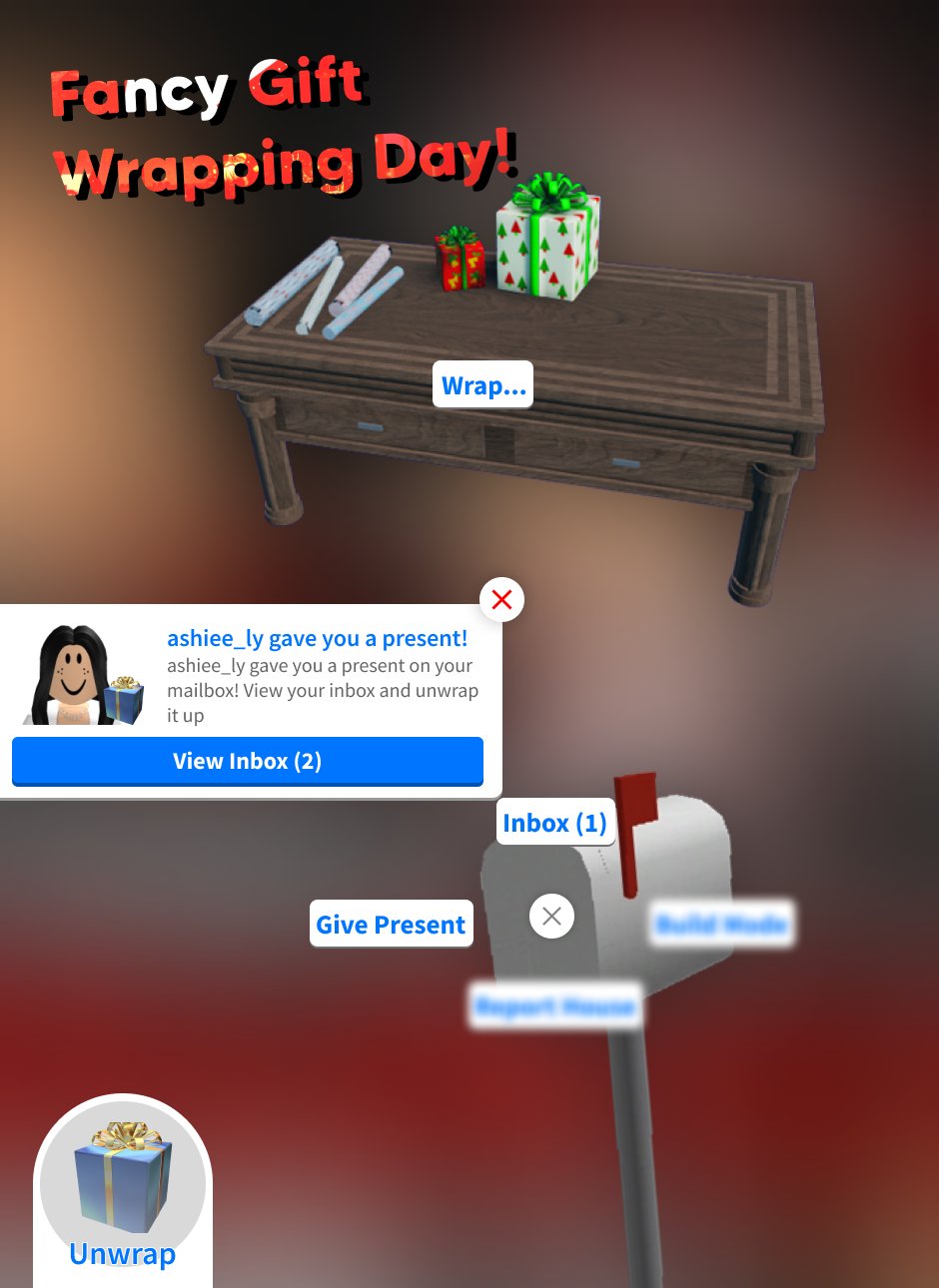 Welcome To Bloxburg News! 💗 On Twitter: Bloxburg Concept: &Gt; Fancy Gift  Wrapping Day! 🎁🎄 With The New Gift Wrapping Table You'll Be Able To Wrap  Foods 🍔&Amp; Items 🛠! &Gt;Gift Wrapping