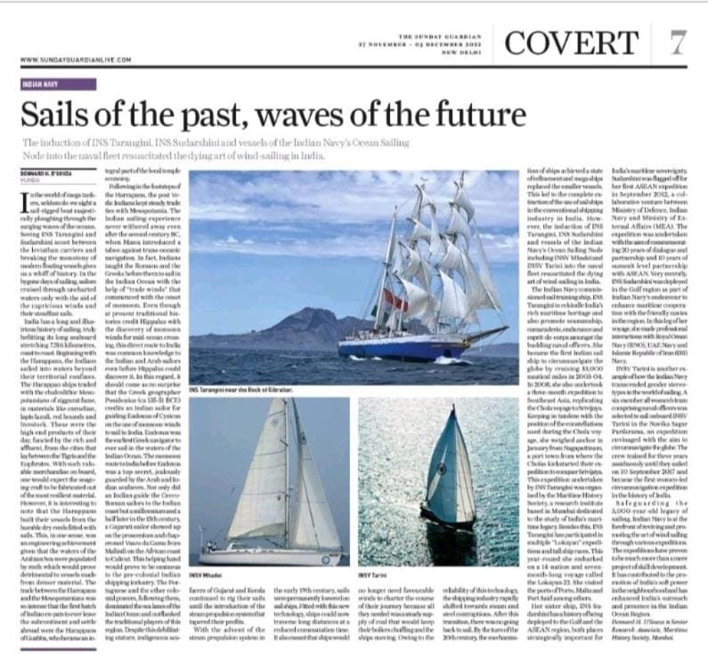 Read the article Sails of the Past, Waves of the Future penned by our Senior Research Associate Dennard H D'Souza . sundayguardianlive.com/news/sails-pas…