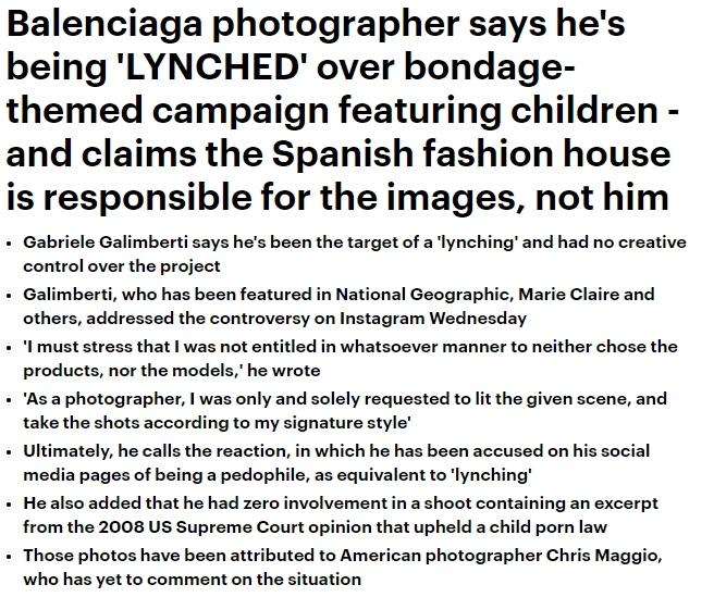 I also want to make something very clear, I feel #Balenciaga threw the photographers under the bus and that's not enough