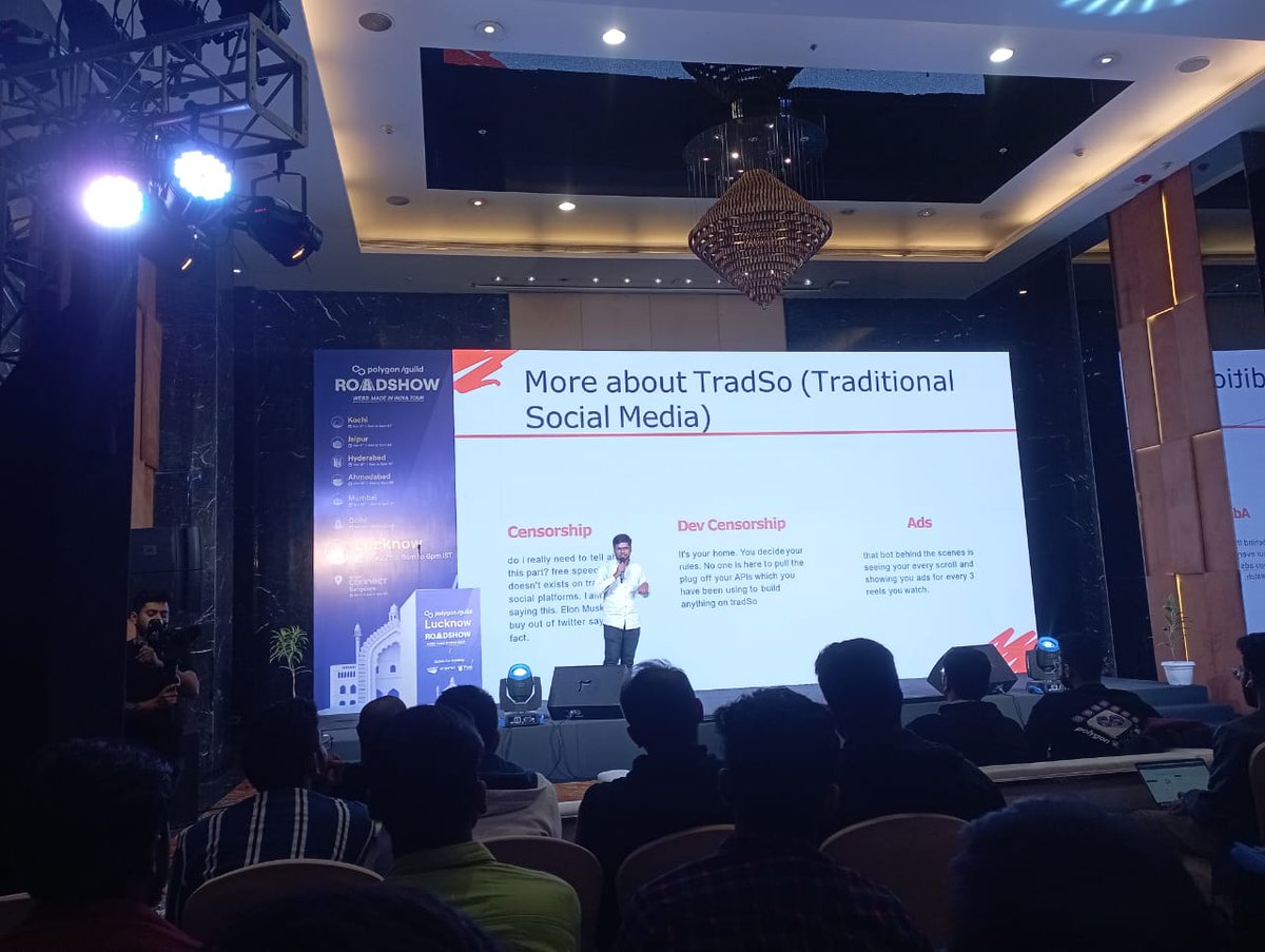 ItsAditya_xyz's tweet photo. Holly molly!

Gave presentation about @LensProtocol.

That was me first time ever speaking on a stage XD

cc: @StaniKulechov @dabit3

#PolygonGuildLucknow https://t.co/b503cIys5I