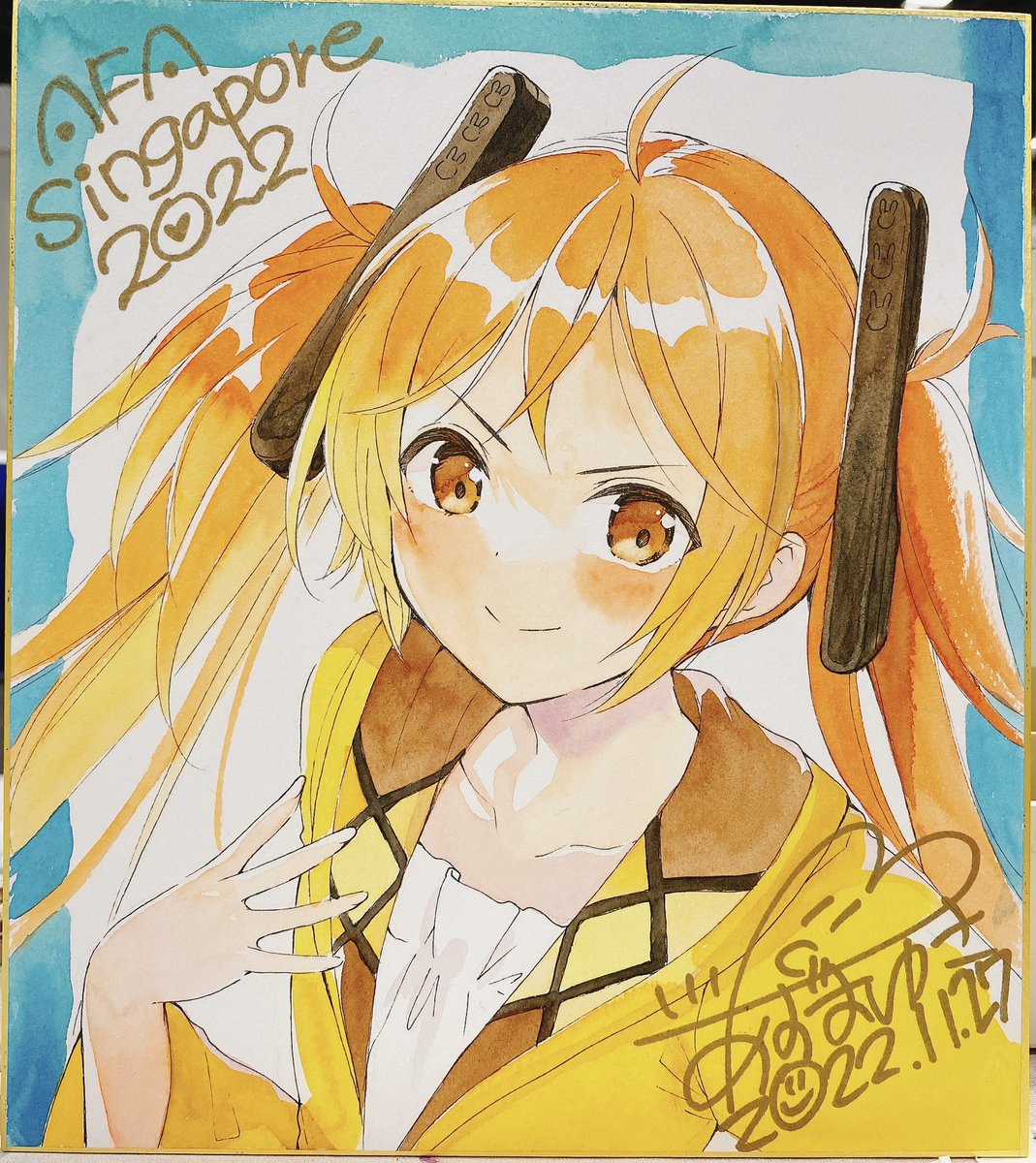 Thank you for waiting🙇‍♀️
The SHIKISHI of  Juliet  Persia and Enju Arihara is ready, please come to my booth to pick it up! 