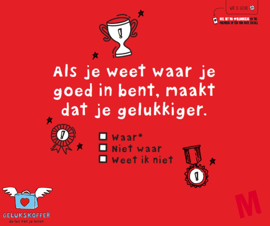 Van Malmberg voor jou: je wekelijkse portie positiviteit en deel je reactie met #blijindeklas!
Download en gebruik ze nog een keer: bit.ly/3Wz3oDy

#gelukskoffer