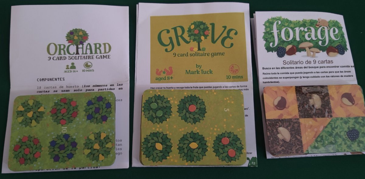 KholiastBG's tweet photo. Hoy traemos al canal una gran trilogía. Orchard🍏, Grove🍋 &amp; Forage🌰 juegos de 9/18 cartas en Print &amp; Play de Mark Tuck.⬇️⬇️
https://t.co/6tIva1xZfV

#boardgames #juegosdemesa #solitarios #kholiastbg #cards #cartas #solo https://t.co/2p4kv1Lc1h
